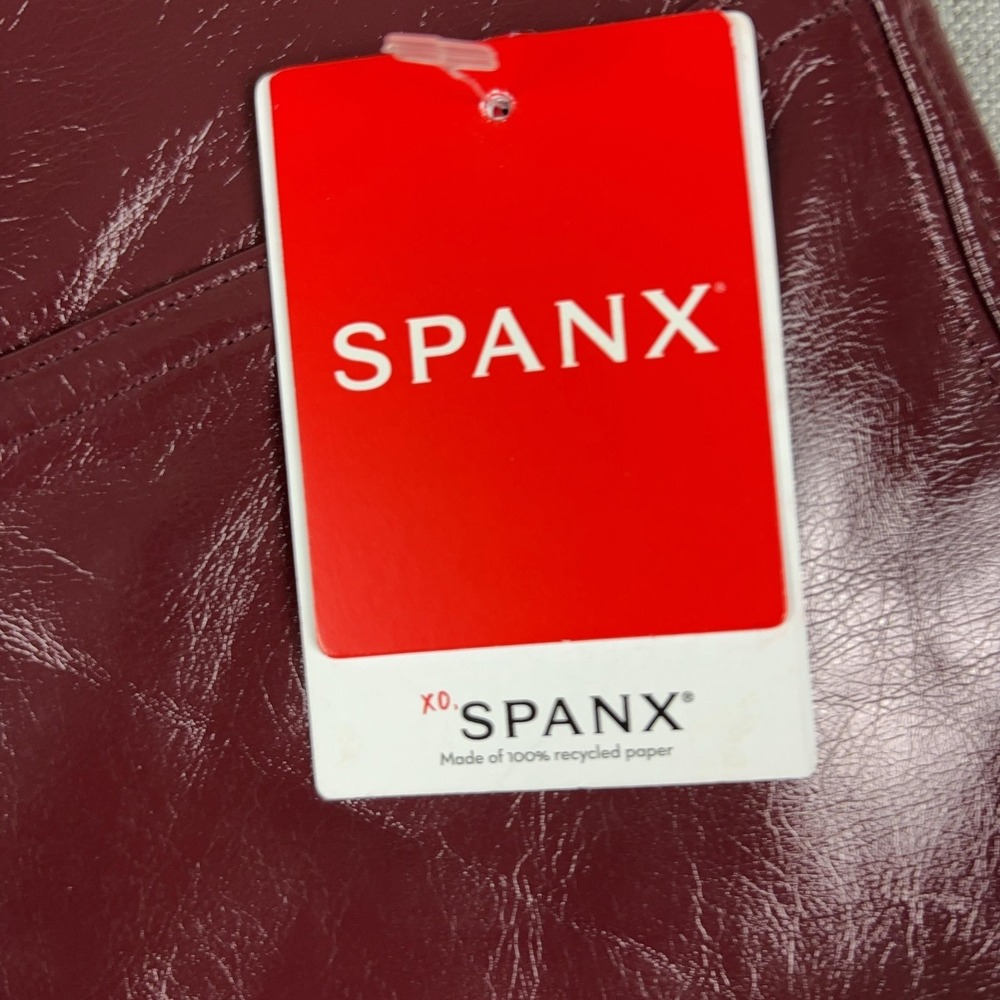 Spanx Faux Patent Leather Leggings Womens M Red Ruby High Rise Ankle Shaping - Picture 5 of 12
